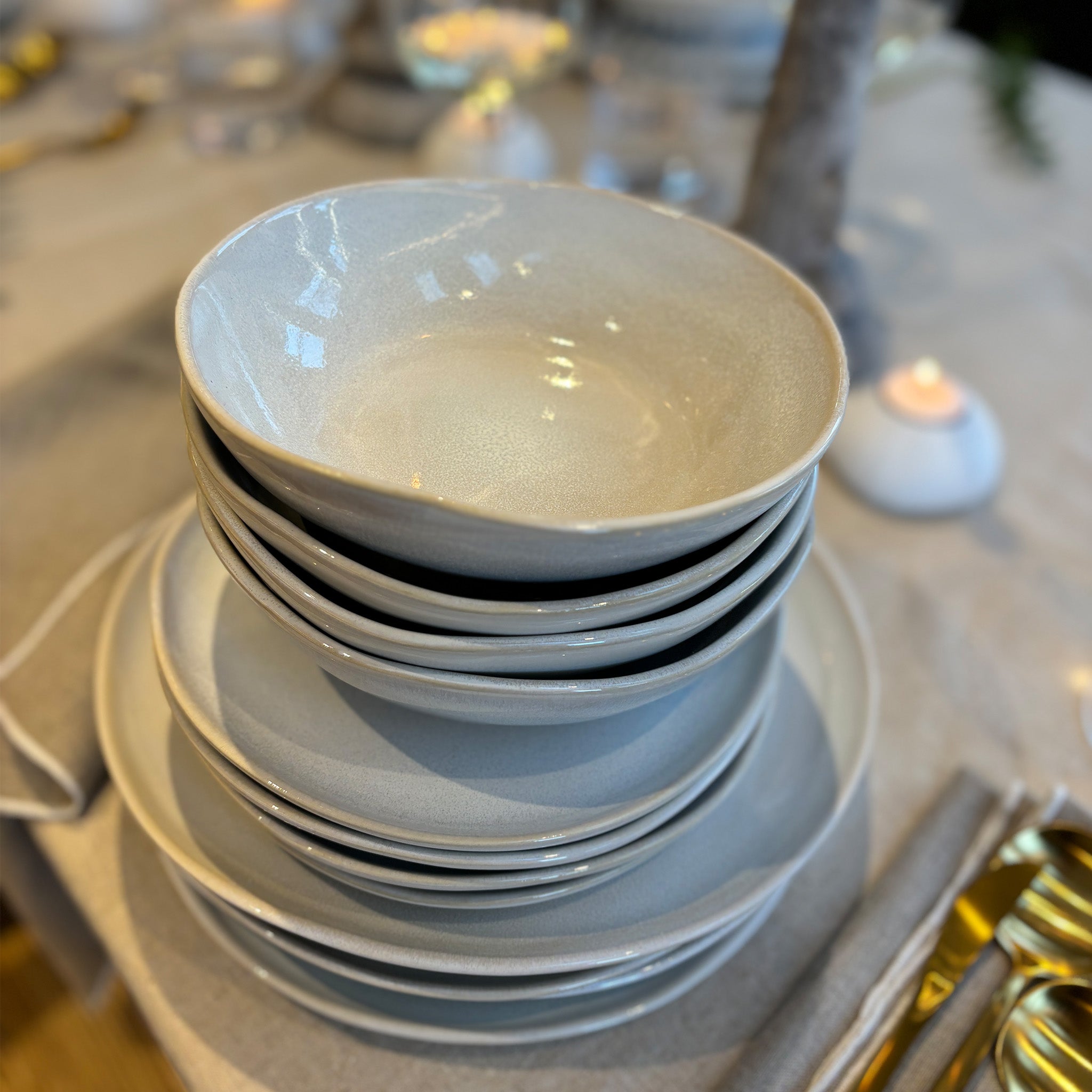 Stoneware Cream Dinner Plates - Set of 4